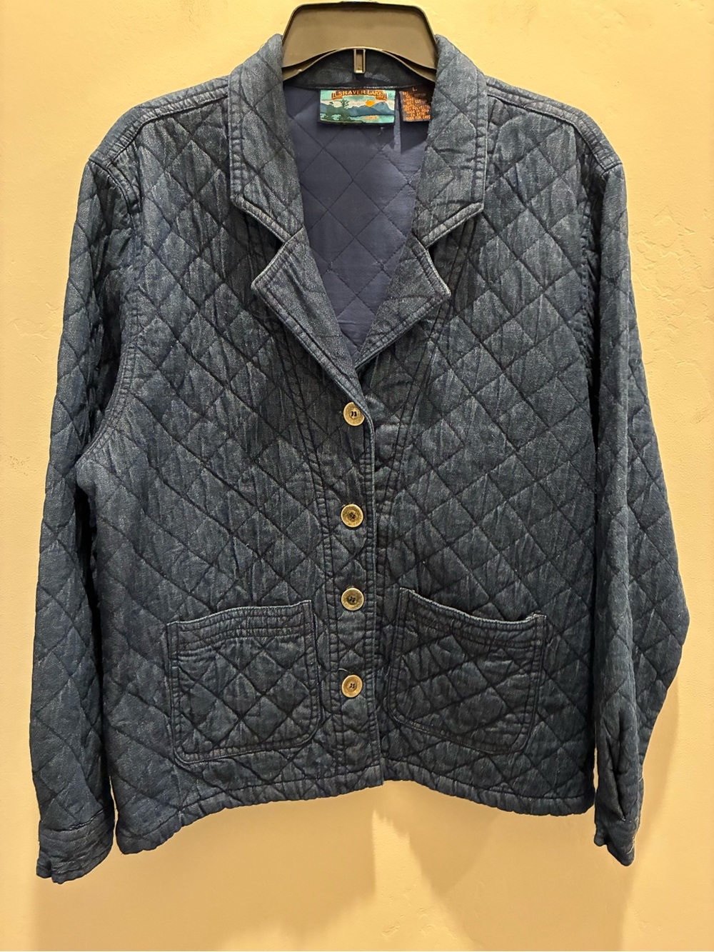 Quilted Utility Jacket in Denim Blue - Lightweight Layering
